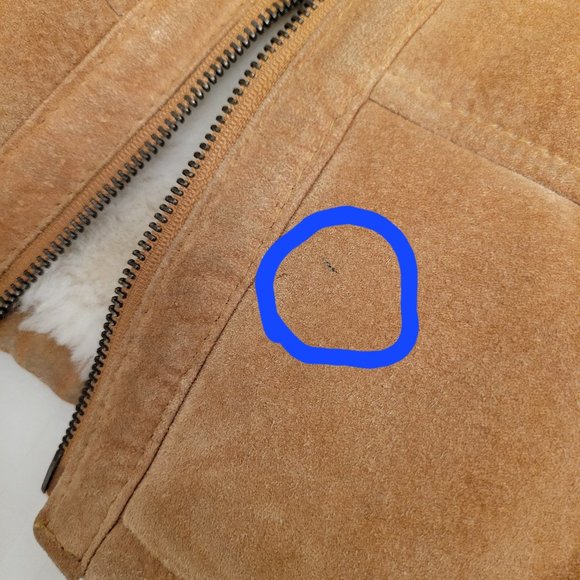 Bubble Bomber Jacket Genuine Suede Tan Size XS - Picture 13 of 16